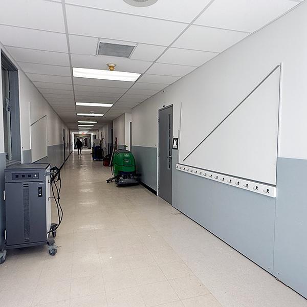 finished hallway after seismic upgrades