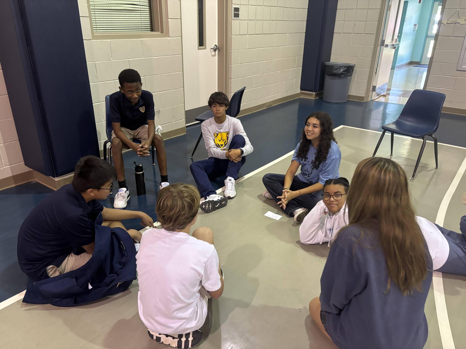 Seventh-grade class participate in discussions at class retreat on Wednesday, Sept. 1.7, 2025.