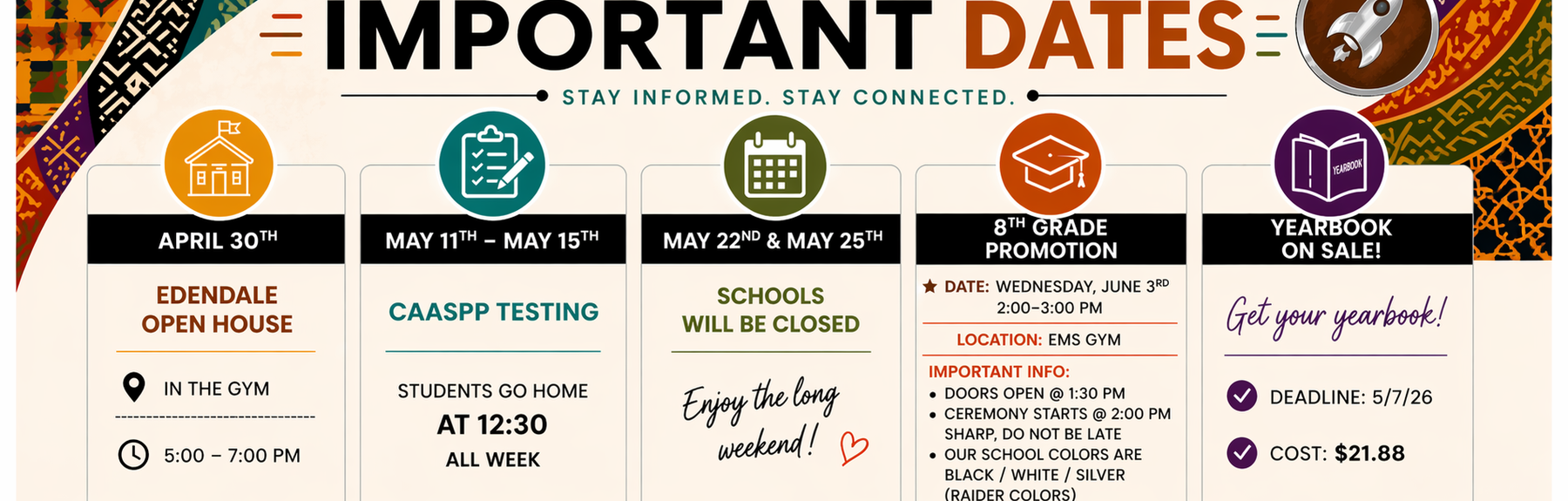 Important dates April - June 2026