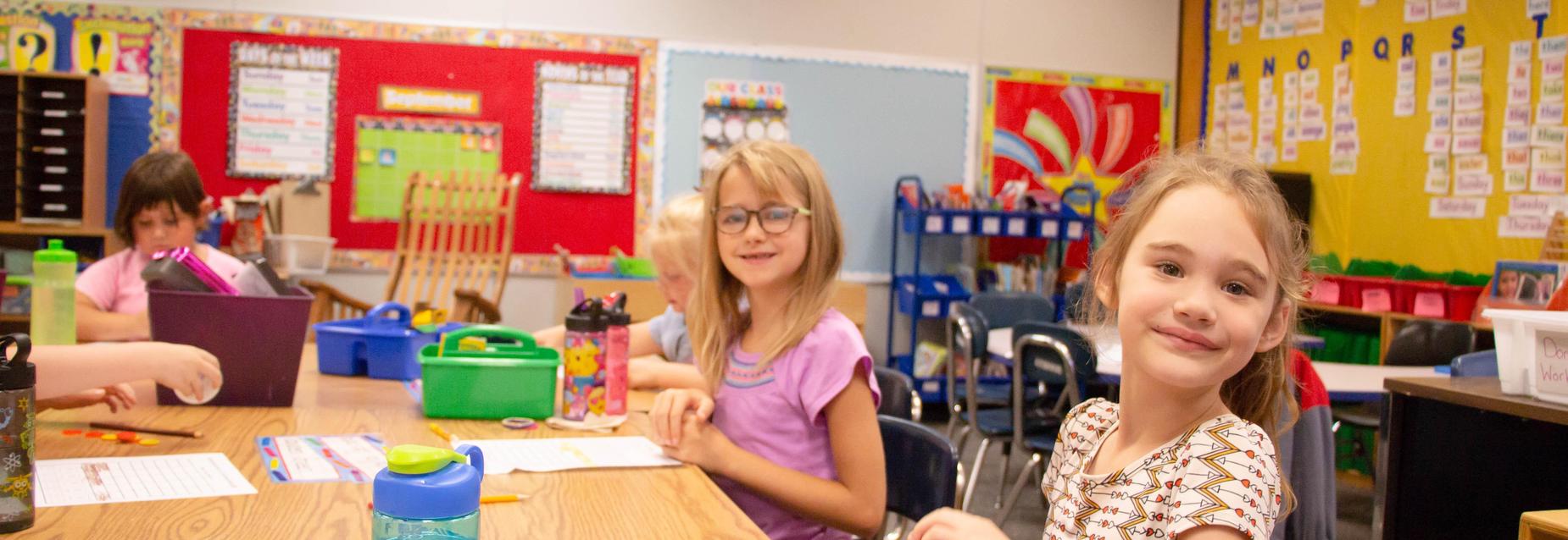 1st graders in a classroom