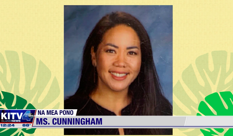 picture of Ms. Cunningham being recognized on KITV4