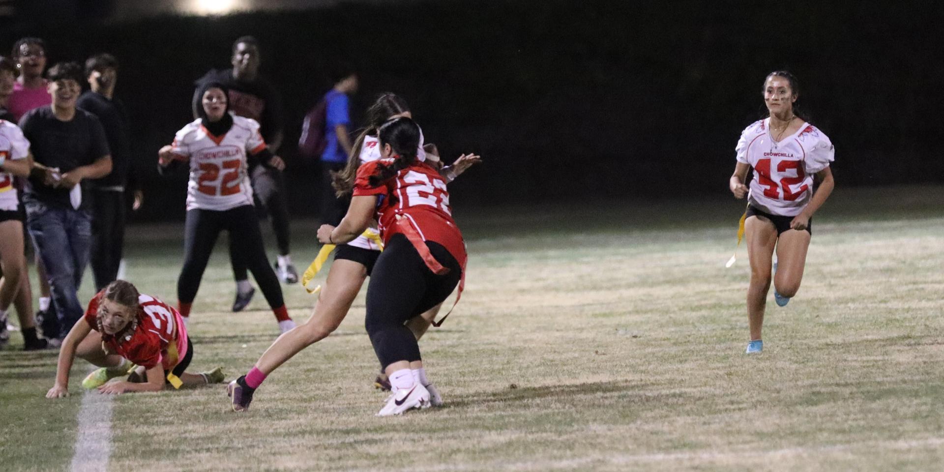 girls playing flag football