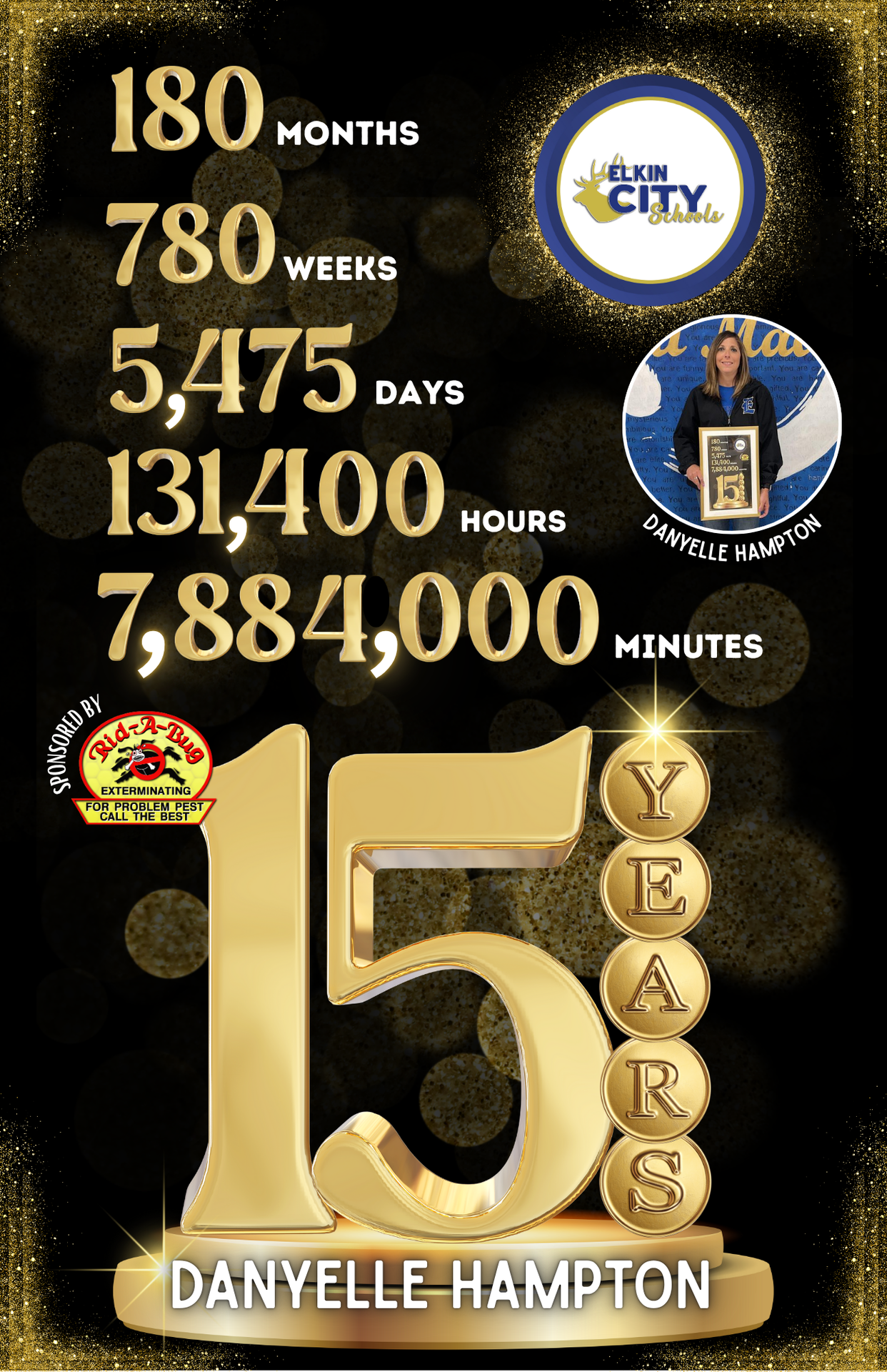 Years of service graphic - 15 years Danyelle Hampton