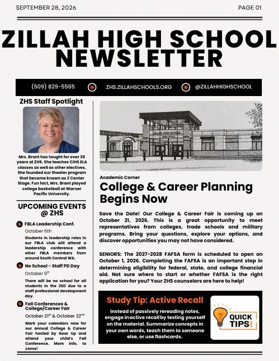 ZHS Newsletter 2026-2027 Vol. 2 Featured Photo
