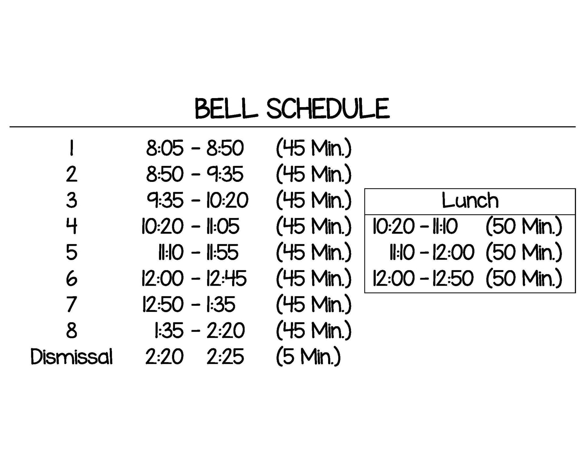 Bell Schedule