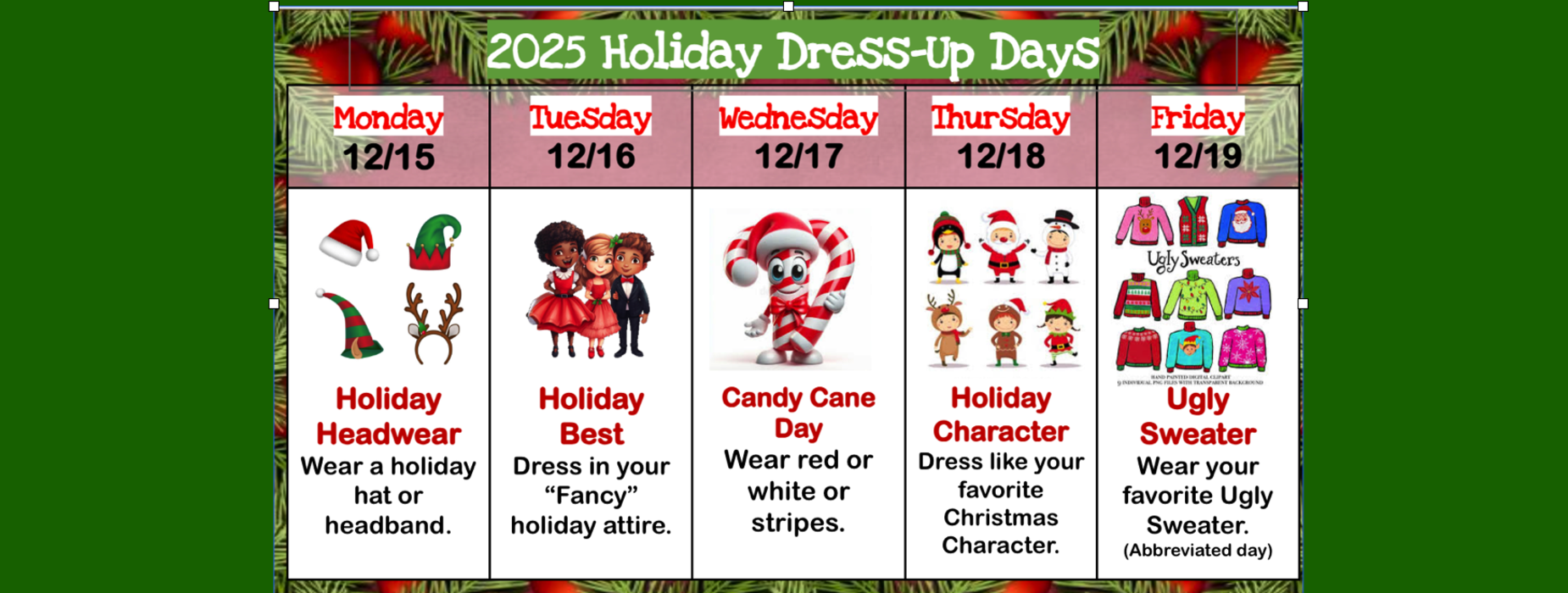 Holiday Dress up days
