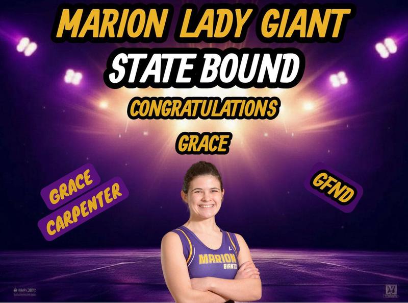 promo graphic - Grace Carpenter girls wrestling state finals 2026