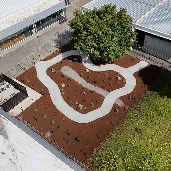 aerial view of new garden area