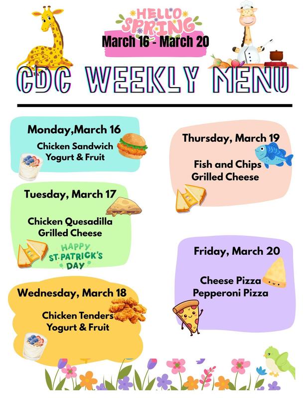 CDC Lunch menu