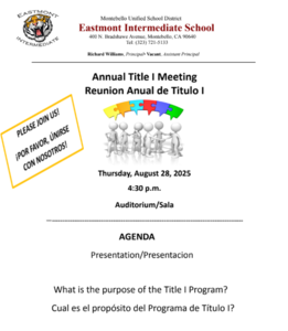 Annual Title I Meeting Reunion - Anual de Titulo I