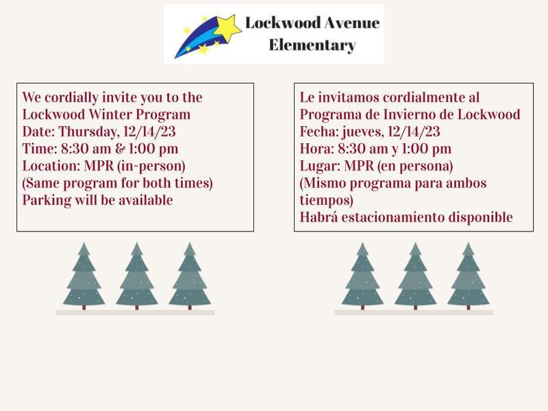 Lockwood Winter Program 2023 Lockwood Avenue Elementary