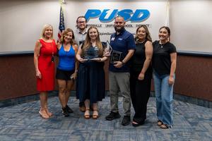 Hannah Moore and Diego Corona earned four awards at the California School Public Relations Association conference