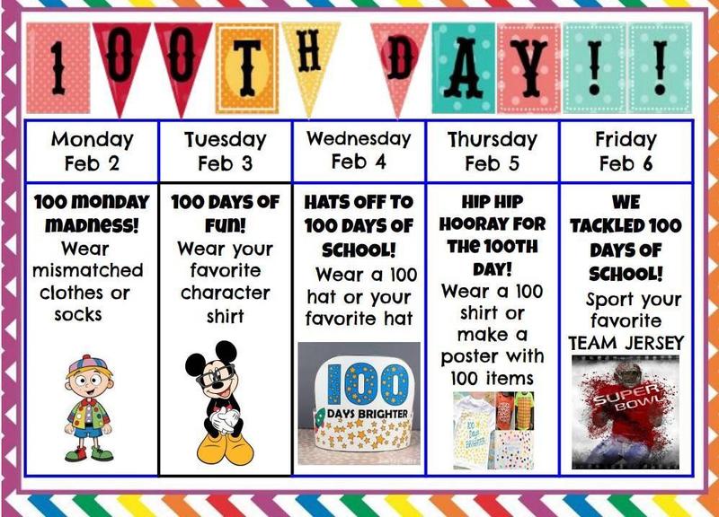 100th day of school spirit week