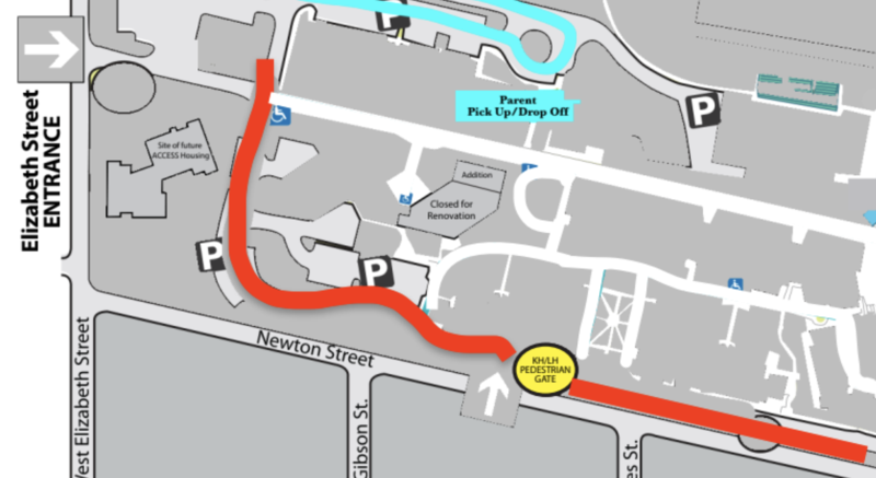 A map of road closure on the campus