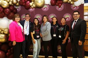 Whittier Union Board of Trustees gather with students during State of the District.