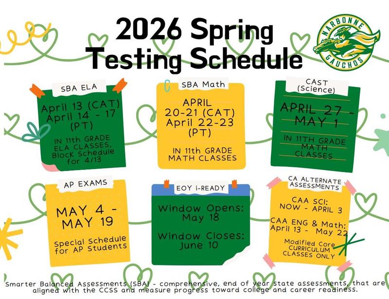 2026 Spring Testing Schedule