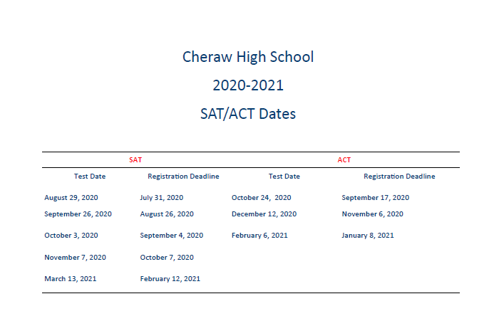 Cheraw High to host SAT and ACT test dates Featured Photo