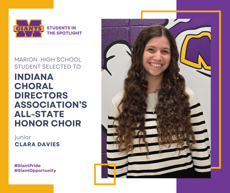 promo graphic - Clara Davies, MHS junior, selected for ICDA All-State Honor Choir