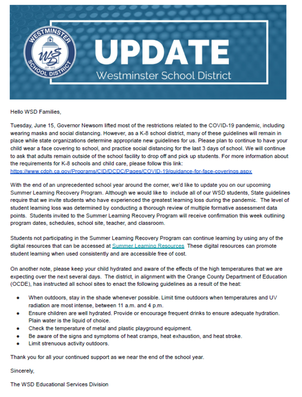 WSD June 15th Update