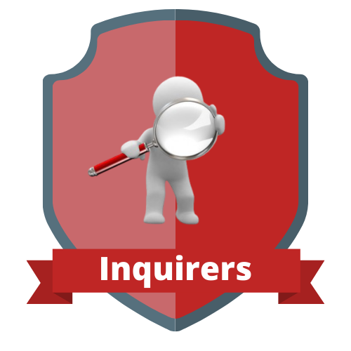 Inquirers: figure holding a magnifying glass