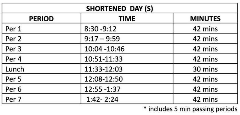 Shortened Days - Monday and Wednesday Featured Photo