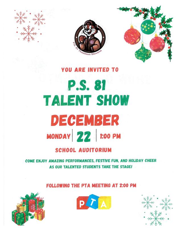 Talent Show flyer. December 22nd, 2025 English