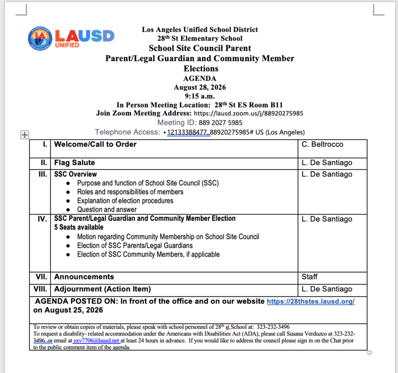 SSC Agenda