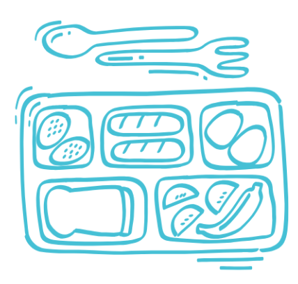 blue lunch plate with veggies