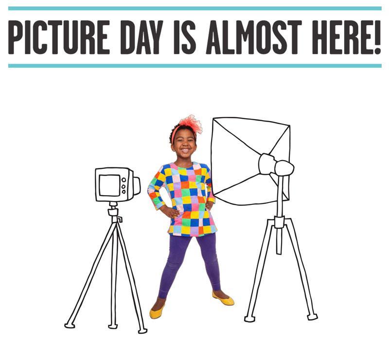 This is an illustration of a student standing in front of two lights, getting her picture taken.