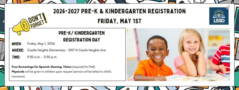 flyer with text box and young kids smiling with border of school supplies