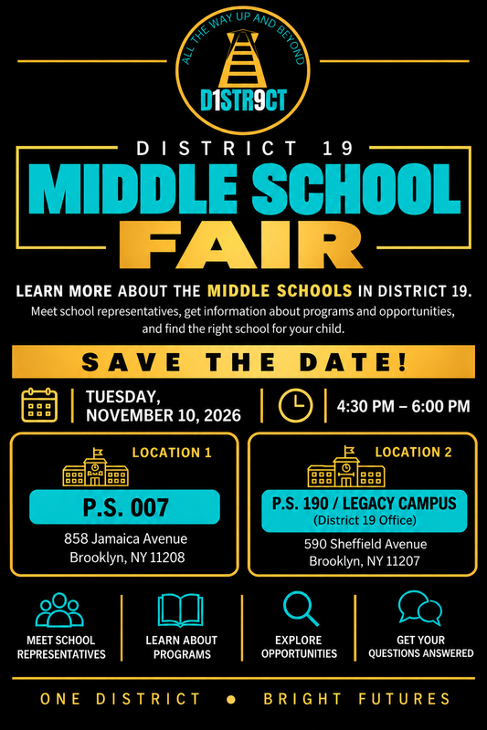 Flyer promoting Middle School Fair event
