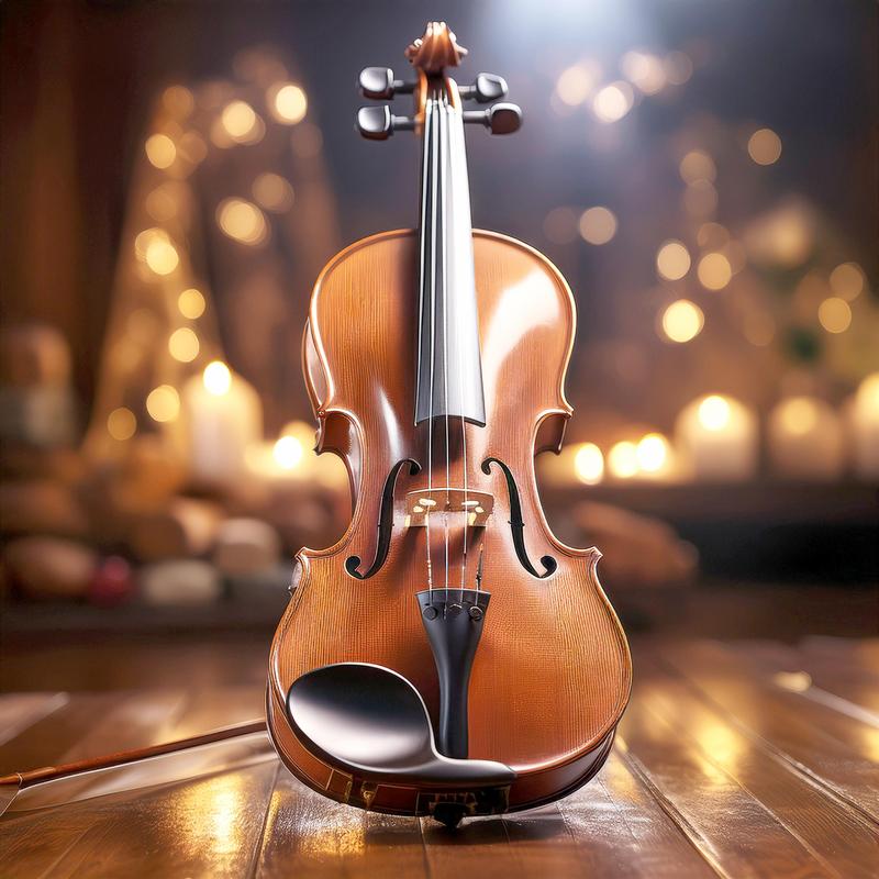 Elegant violin with soft lighting and blurred background bokeh.