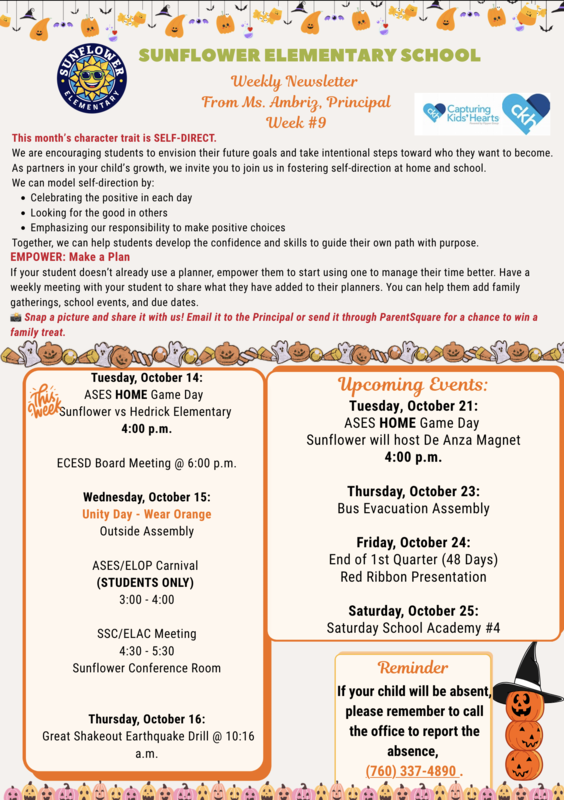 Sunflower Weekly Newsletter Week #9