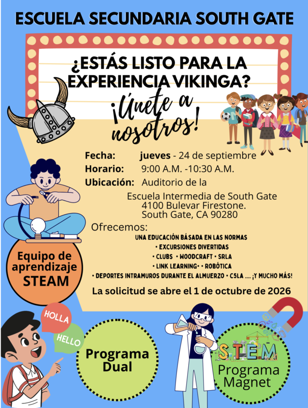 Articulación de South Gate Middle School el 24 de septiembre