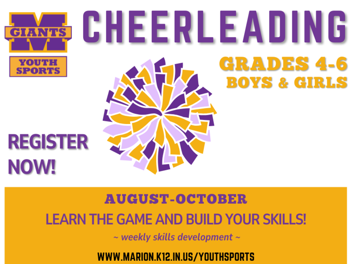 promo graphic - Marion Youth Sports fall 2026 - cheer