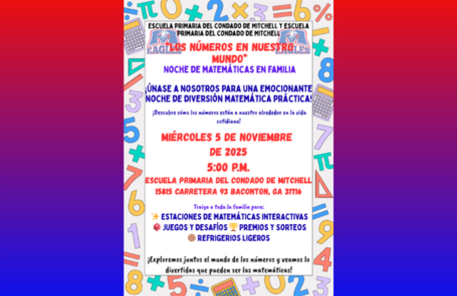 Math Night flyer in Spanish