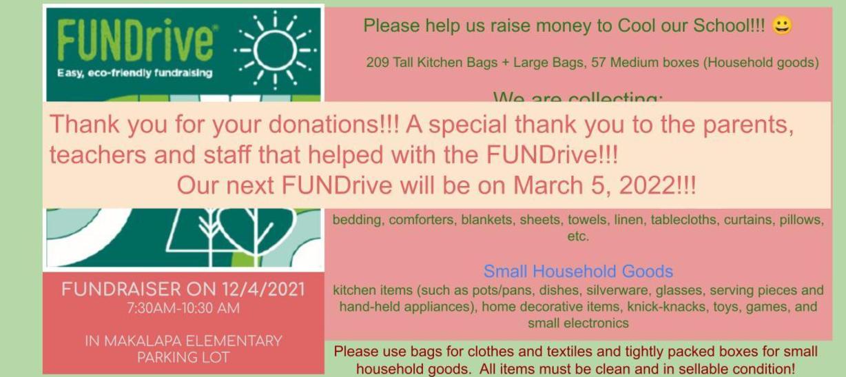 Thank you for your donations