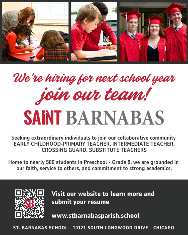 St. Barnabas School is hiring Featured Photo