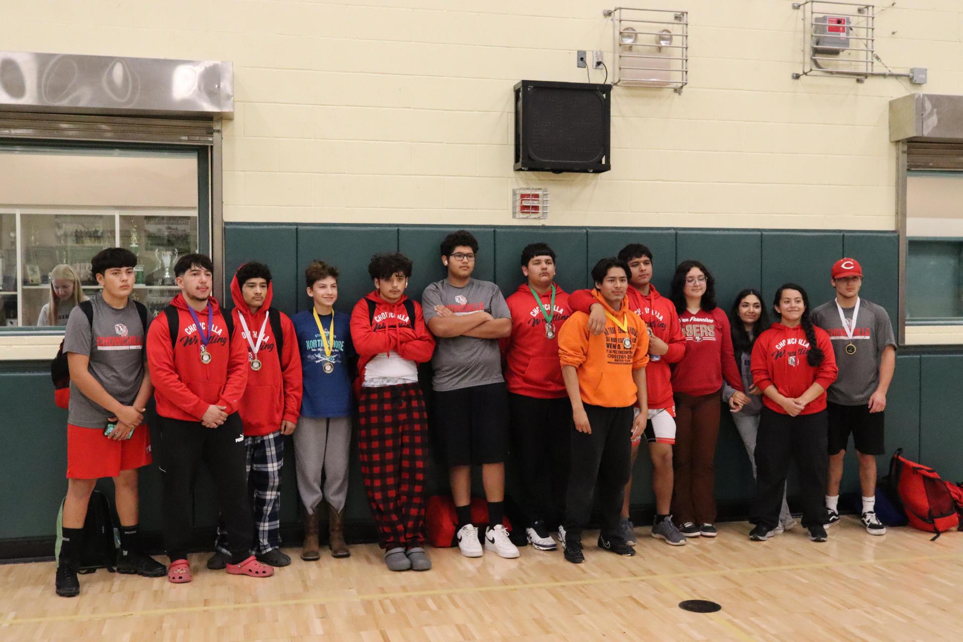 wrestlers in action at the Hawks invitational