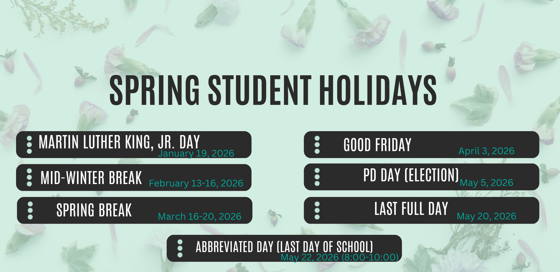 Spring Student Holidays