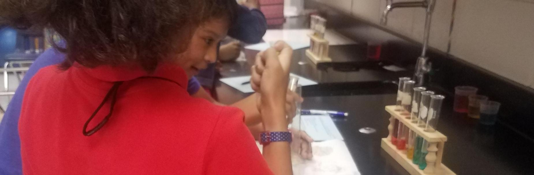 Students working in science lab