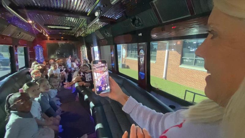 Clarkdale Elementary Students Sitting on a Limo Party Bus as a Reward