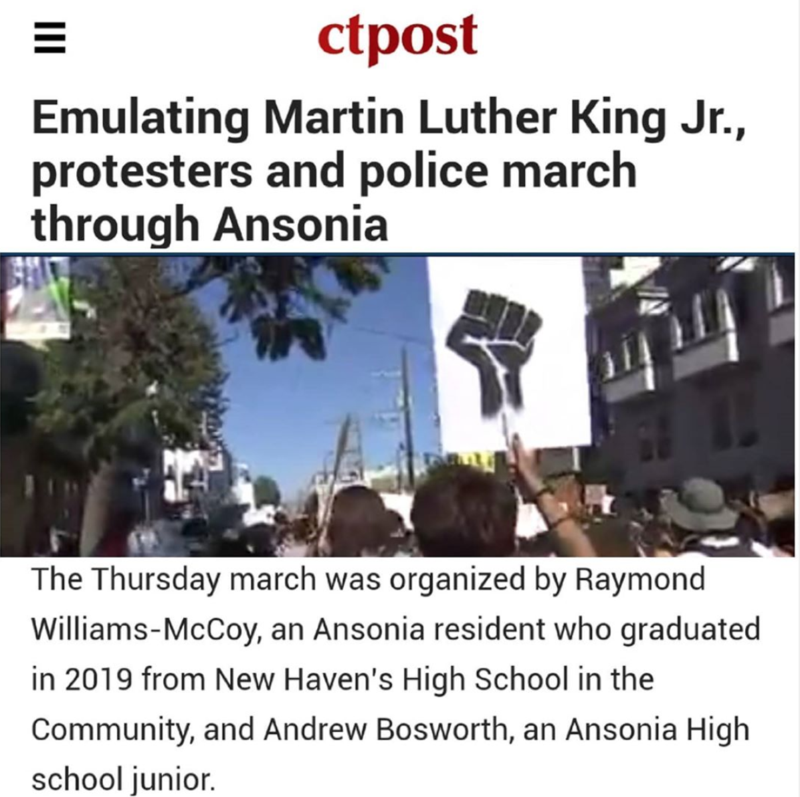 Screenshot of an article about a protest in Ansonia from the CT Post