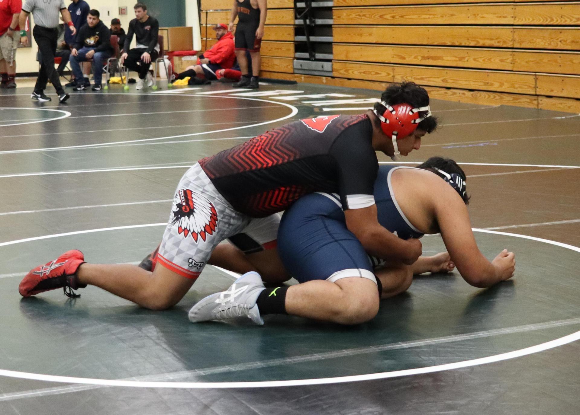 wrestlers in action at the Hawks invitational