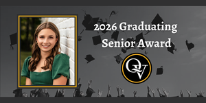 Image announces the 2026 Graduating Senior Award and includes a photo of a young woman in a green shirt posing for a senior picture.
