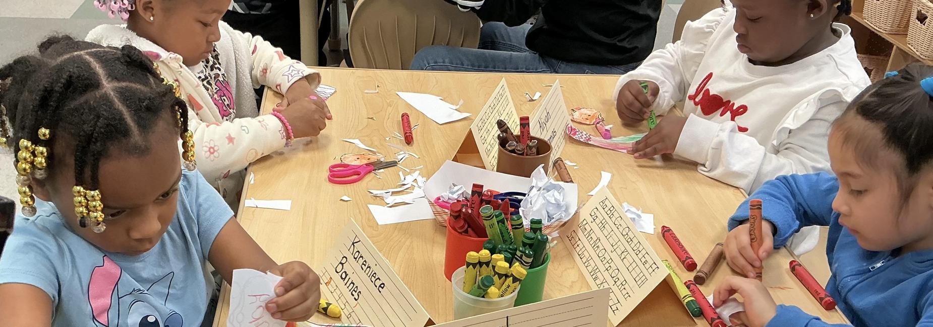 kids working in large group
