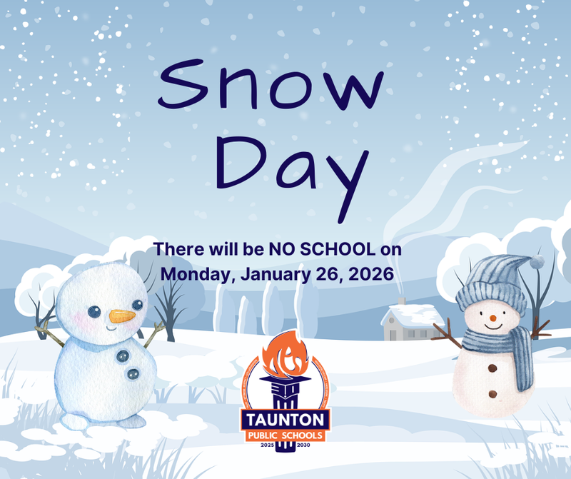 cartoon snowmen on a blue background with snow flakes and TPS logo