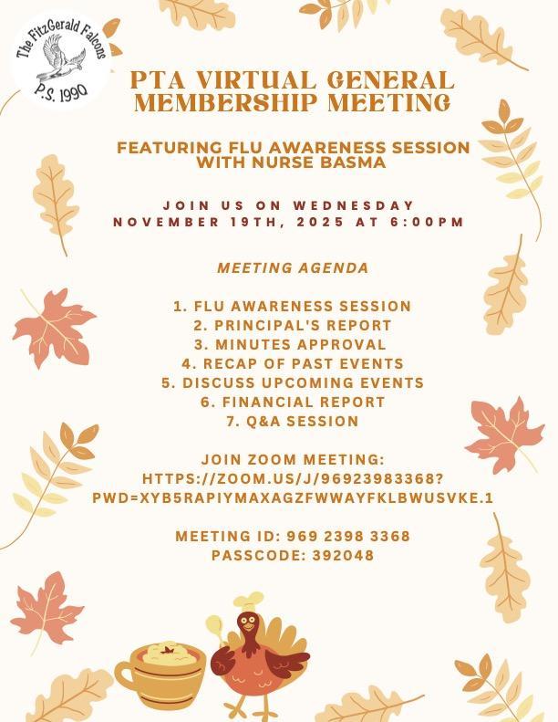 November PTA Meeting Flyer