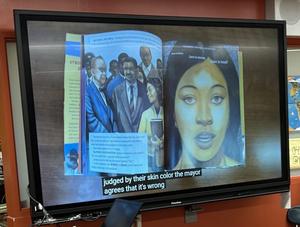 Digital book read as a class in the library