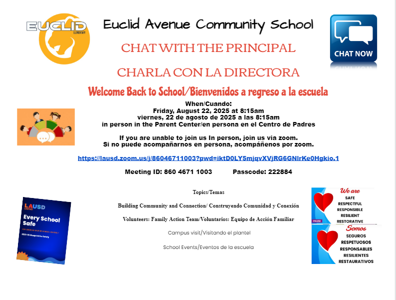 Chat with the Principal/Charla con la directora